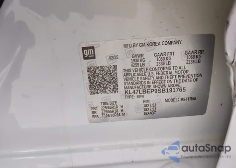 2025 Buick Envista Sport Touring Fwd z USA, uszkodzony, nr VIN KL47LBEP9SB191765